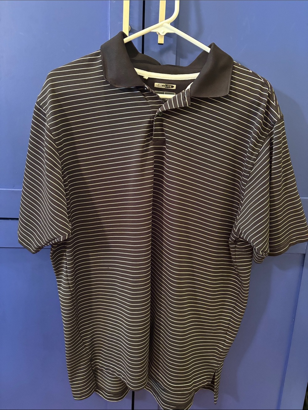 Adidas Climalite Black Golf Polo with Thin White Stripes